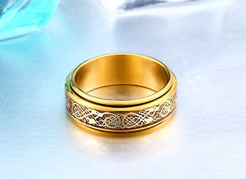 Image of HIJONES Unisex Carbide Fiber Celtic Dragon Spinner Ring Stainless Steel Wedding Spins Band