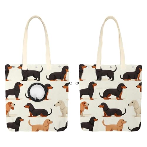 Sac de transport pour chien teckel mignon en toile à sangle