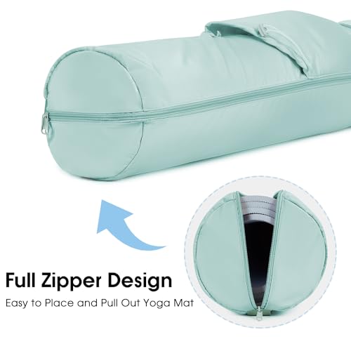 sportsnew Yoga Mat Bag, Full Zip Cargo Yoga Mat Carrier Bag with Drawstring Water Bottle Pocket and Bottom Wet Pocket, Yoga Mat Carrier Holder Multi-Functional Storage Bag, Mint Green by sportsnew - Image 7