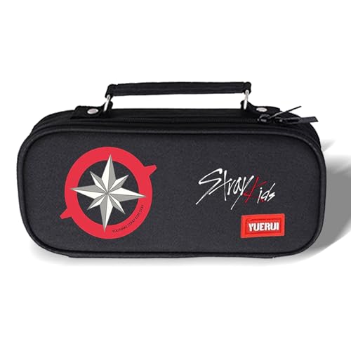 JPWPFAA Noir Trousse à Stylos 3 Compartiments Stray Kids, SKZ Produits dérivés Grande Capacité en Canvas, Organisateur Multifonctionnel pour École & Bureau pour Fans Stay de Kpop