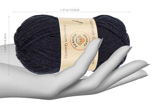 Image of 10-Pack of Yonkey Monkey 500 Grams Yarn - 70% Rayon derived from Bamboo, 30% Cotton - Imported - Black 9002