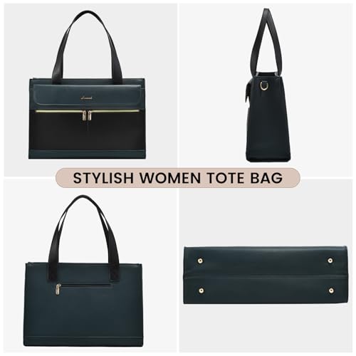 Image of Laptop Bag for Women Leather Laptop Tote Bag Large Computer Bag Waterproof Business Office Work Bag