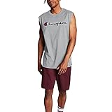 Champion Men's Classic Jersey Muscle Tee, Screen Print Script, Oxford Gray, Medium