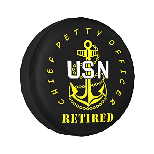 KERALI Us Navy Senior Chief Petty Officer Retired Spare Tire Cover Wheel Protectors Weatherproof Universal Trailer Rv SUV Truck and Many Vehicle Camper Accessories