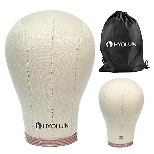 HYOUJIN 22" Wig Head Cork Canvas Block Head Mannequin Head Wig Manikin head