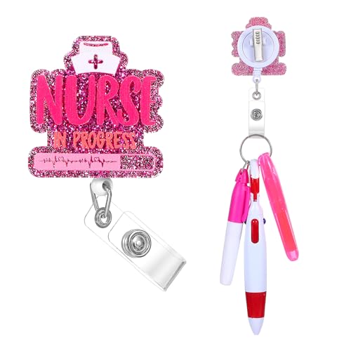 Sibba Nurse Pen Set Include Nurse Badge Reel Retractable Ballpoint Pen Permanent Marker Highlighter Clip Retractable Mini Ball Pens, Essential Accessories for Nursing School, Hospital, Work Office