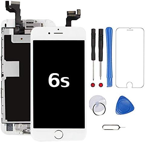 Screen Replacement For iphone 6s White LCD Touch Display Screen Digitizer With Full Assembly Include Home Button + Front Facing Camera + Earpiece Speaker + Tools (iphone 6s,white)