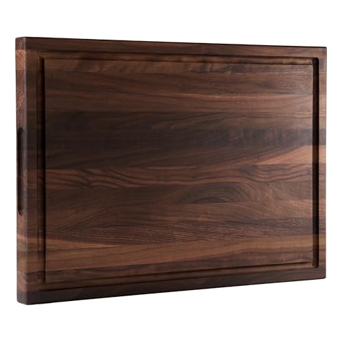 Cozifa American Dark Walnut Wood Cutting Board 17x12 x1in for Kitchen with Juice Groove, Inner Handles, Gift Box, Thick Wooden Cutting Board Finished with Linseed Oil, Beeswax, Carnauba Wax, Lemon Oil