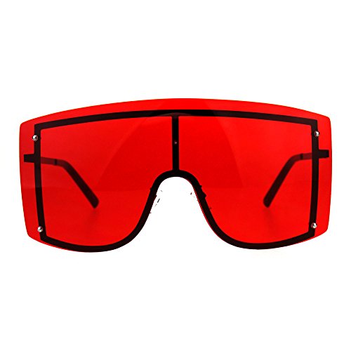 Extra Oversized Shield Robotic Futuristic Pop Color Sunglasses