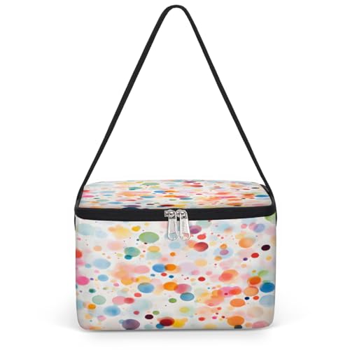 GzLeyigou Colorful Dot Lunch Bags for Women Men 9 Cans, Hot & Cold Food Delivery Bag Insulated Grocery Bag Insulated Lunch Box Abstract Dots Cooler Bag for Office Work Picnic Beach