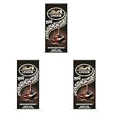 Lindt - Tablette LINDOR - Chocolat Noir 70% Cacao - Cœur Fondant, 145g (Lot de 3)