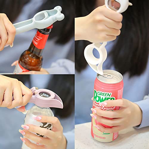 2 Pcs 4 In 1 Beer Bottle Opener,4 In 1 Bottle Opener,Multifunction Jar Can Beer Bottle Soda Can Opener Tool (White + Gray Blue) #TOP1
