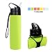 Collapsible Water Bottle, YUANFENG 20oz BPA-Free Leak-Proof Lightweight Silicone Sports Travel Camping Water Bottles (Fluorescent Green)
