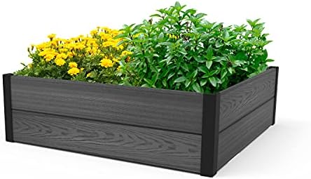 Recycled Plastic Raised Garden Bed: Which One Will Transform Your Garden? 5 Keter 48" X 48" inches Wood Look Raised Garden Bed, Durable Outdoor Herb Garden Planter for Vegetables, Flowers, and Succulents, Grey
