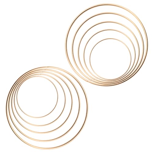 Image of 10 Pcs Dream Catcher Rings, Gold Metal Floral Hoops, Metal Rings for Crafts, 5 Sizes(2 /3 /4 /5 /6 Inch)
