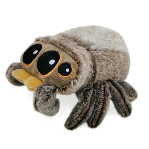 Vmxlso Spider Plush, Cute Spider Toy, Halloween Plush Toys, Big Eyes Jumping spider, Soft Toy, Halloween Christmas Birthday Gift 20cm (Dunkel)