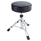 FESTER STAND UND ERGONOMISCHER SITZ: Alle drei Standbeine sind mit breiten Gummifüßen aus Hartgummi ausgestattet. Die runde Sitzfläche ist ergonomisch gepolstert und bietet hohen Komfort.