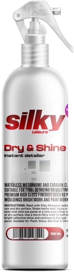 NEW FORMULA SILKY CLEANER - MOTORHOME AND CARAVAN DRY PRO PLUS - POLISH & VALET - DRY & SHINE - WATERLESS CLEANER AND DETAILER 500ML