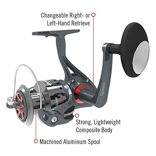 Quantum Optix Spinning Reel and Fishing Rod Combo, 7-Foot 2-Piece Graphite Composite Fishing Pole, Extended EVA Rod Handle, Size 60 Reel, Changeable Right- or Left-Hand Retrieve, Silver