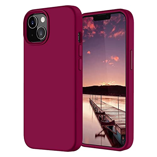 Image of LIRAMARK Liquid Silicone Soft Back Cover Case for Apple iPhone 13 Mini (5.4 Inch) (Wine)