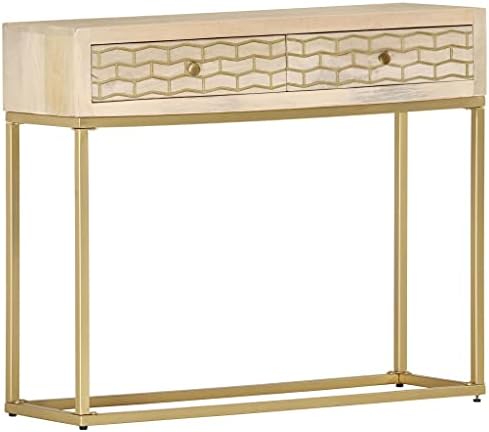 vidaXL Solid Mango Wood Console Table Hallway Entryway Accent Display Stand Desk Furniture Gold 90x30x75cm