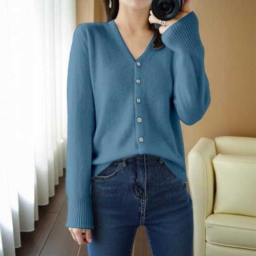 Cardigan Sweaters for Women Casual Knit V Neck Soft Open Front Button Down Sweater Plain Aesthetic Lightweight Trendy Blouses4