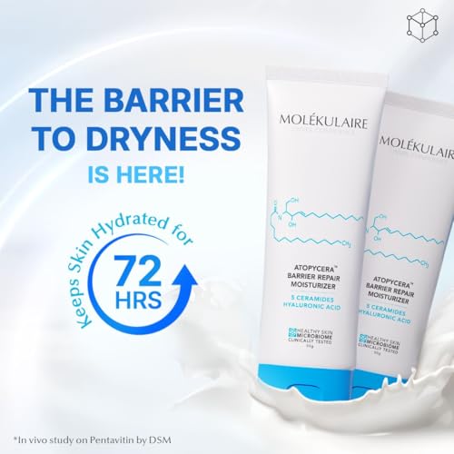 Image of Molekulaire Atopycera Barrier Repair Moisturizer | 5 Ceramides & Hyaluronic Acid | Fragrance-Free Face Moisturizer for long lasting hydration|Non-Sticky & Fast Absorbing | Daily Use For All Skin Types | 50g