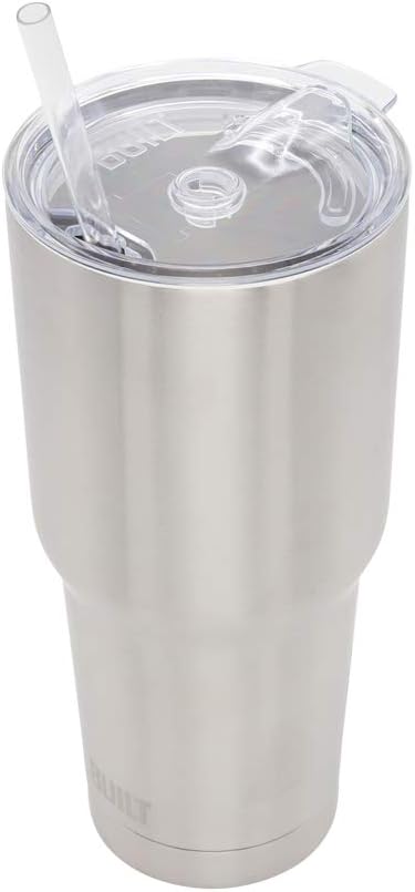 BUILT Double Walled Stainless Steel Tumbler Set with Replacement Lid, 2 Reusable Tritan Wire Straw Cleaning Brush in Gift Box, 30-ounces - Image 4