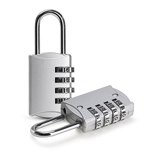 TOOGOO 2 piezas de Candado de 4 digitos Codigo de seguridad Antirrobo de aleacion de zinc perfecto para armario, Estuche de viaje Etc. - Plata