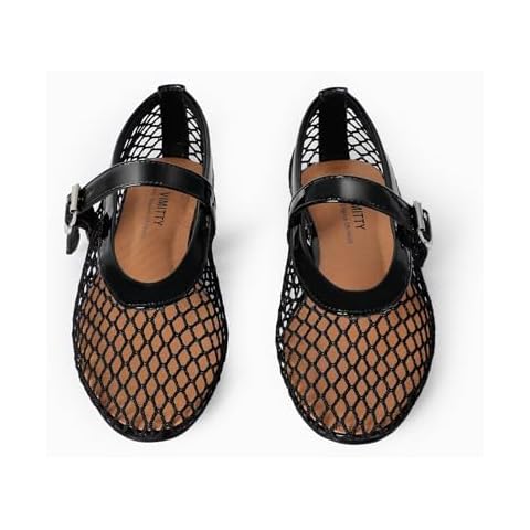 vimitty Ballet Flats Shoes for Women with Elegant Buckle Strap Mary Jane Flats Ballerina Shoes Flat Heel for Women Black Cover