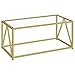 HOOBRO Glass Coffee Table, Gold Coffee Tables for Living Room, Gold Glass Coffee Table,1 Layer Center Table, Modern, for Apartment, Office, 39.4 x 19.7 x 17.7 Inches, Easy Assembly, Golden GD04KF01