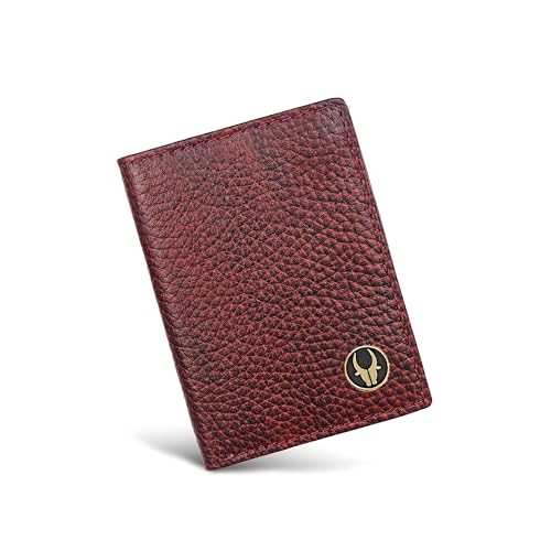 Image of WildHorn RFID Protected Genuine Leather Wallet for Men I 4 Card Slots I 2 Slip Pockets I 1 Currency Compartment (Maroon)