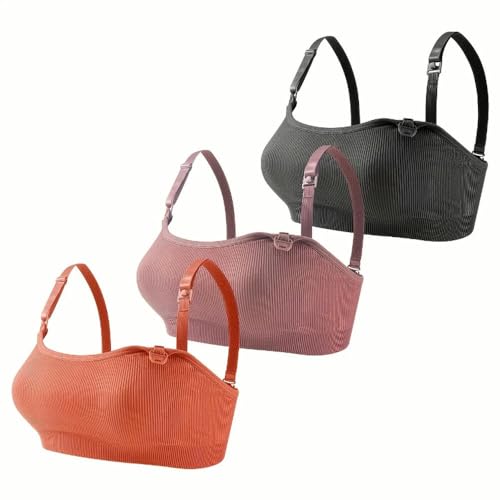 ZBDP - Juego de 3 piezas de ropa interior transpirable para lactancia y maternidad, copa completa, sin varillas, cómodo, brasier para lactancia