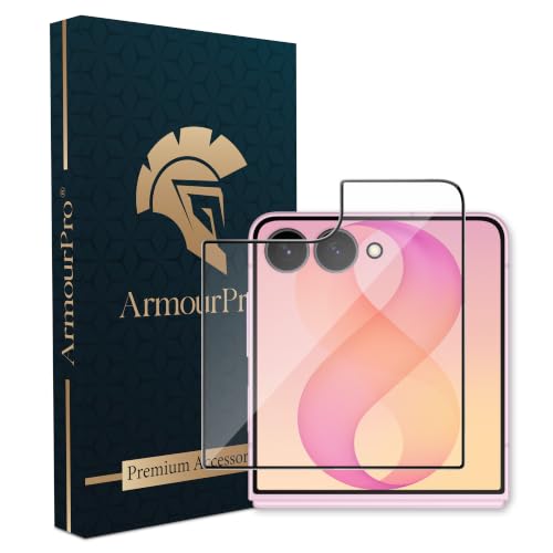 Image of ArmourPro Tempered Glass for Samsung Galaxy Z Flip 8-9H Screen Protector with Black Border, Anti Scratch, Edge-to-Edge Coverage, HD Clarity, Smooth Touch, Case Friendly | Black