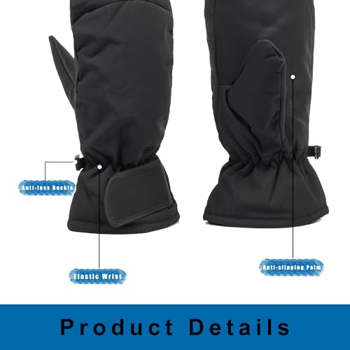 Winter-Ski-Snow-Gloves Men Women - Waterproof Adult Mittens-Gloves for Cold Weather Skiing Hiking Cycling - Thumbnail 4
