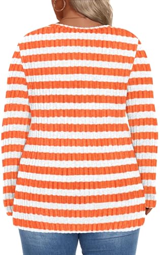 Image of HOTGIFT Womens Plus Size Sweater Tops Long Sleeve Crewneck Casual Tunic Shirts Buttons XL-5XL Blouse Soft Comfy Fashion