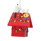 Hallmark Peanuts Snoopy on Decorated Dog House Christmas Ornament