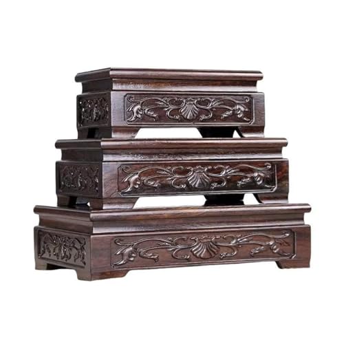 Base de bonsaï stable en ébène sculpté pour surélever un pot de fleurs - 5