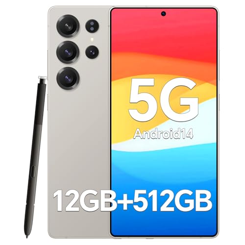 SEMIYUUKEE J25 Bulid-in Pen Unlocked Phones,12GB+512GB Unlocked Android Phones with Snapdragon888, 5000mAh,5G Android 14 Smartphone, 48+108MP Camera, 6.9“ HD Screen, Dual SIM+Memory Expansion,Gray