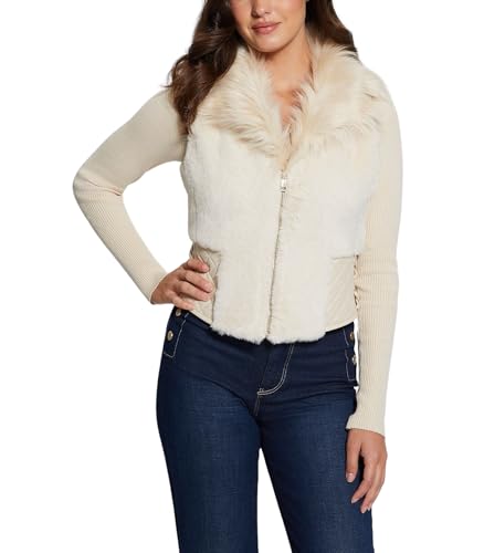GUESS Women's Sleeveless Emma Fur Vest