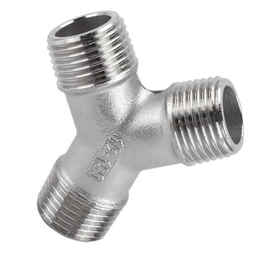BSP Male Threaded 3 Way Tee, 1pcs Y Pipe Fitting 1/2" DN15 Threaded SS304 Stainless Steel
