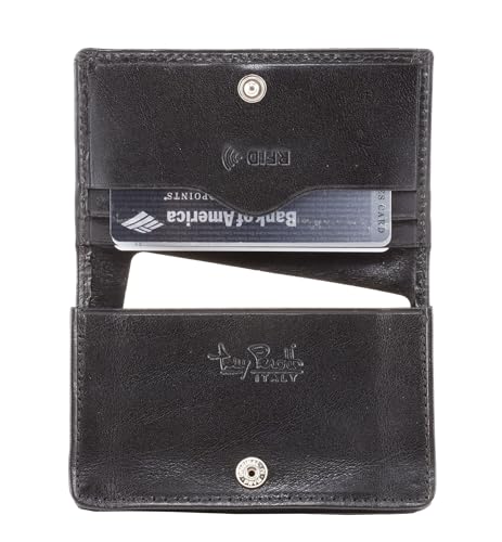 Italian Leather Prima Business &Credit Card Case Wallet (Black)