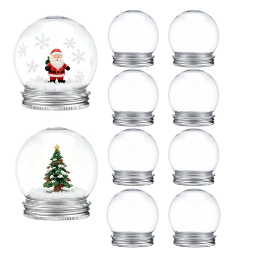 10pcs Ball Shape Globe Plastic Ball Ornament DIY Water Globe Snow Globes Clear Plastic Fillable Ball Round Water Globe Clear Water Globes Snow Globe Kit Globes for DIY Mini Globe