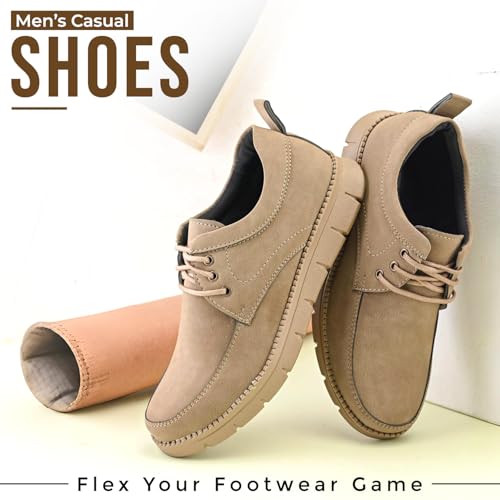 Image of STANPHORD Men Suede Lace-Up Casual Sneakers | Rugged Outdoor Walking Shoes | Cushioned Anti-Skid Sole | College Travel (TPSI 5021)
