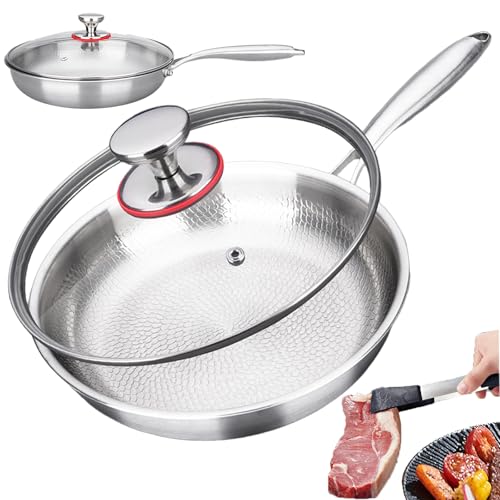 Generisch Titan Bratpfanne, 2026 Upgrade Titan Pfanne Unbeschichtet mit Deckel 24/26/28/30 cm, Verdickt, Antihaftbeschichtet & Langlebig (24 cm)