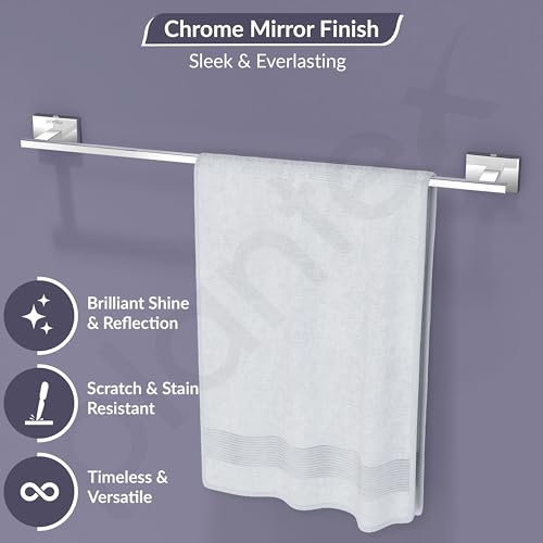 Image of Plantex 304 Grade Stainless Steel 24 inch Bathroom Single Towel Rod /Towel Holder /Towel Hanger /Towel Bar /Stand /Bathroom Accessories - Benz (Chrome)