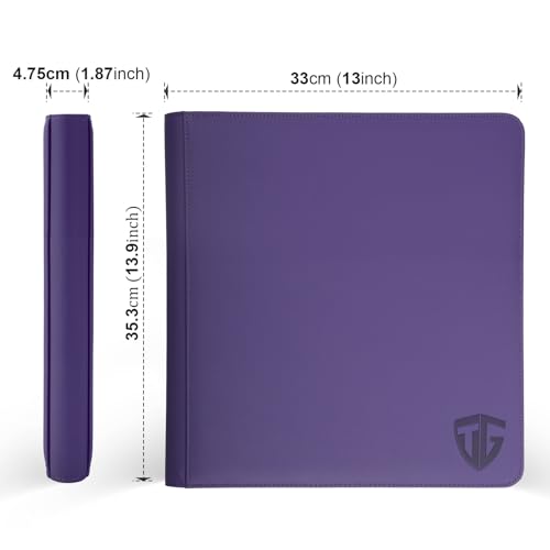Image of 12 Pockets Trading Card Zipper Binder for 720 Cards| Secure Side Loading Pockets | Trading Card Album Folder | Compatible with YuGiOh, MTG,Sports Cards (Purple 12)