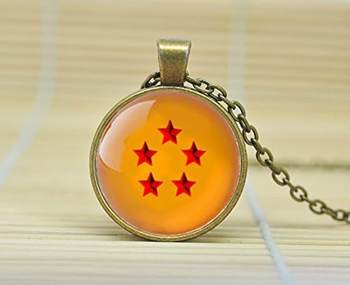 Dragon Ball Z 5 Star Necklace Dragon Ball Inspired Pendant Glass Cabochon Necklace A3712