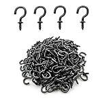 IDEALSV Small Black Ceiling Hooks 1/2'' Screw-in Light Hooks DIY Jewelry Hook (60Pack)