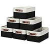 HNZIGE Baskets Small Storage Baskets Fabric Bins6 Pack Decorative Baskets for Shelves Empty Gift Baskets with Leather Handles Foldable Baskets for Organizing BlackWhite118 x 78 x 51